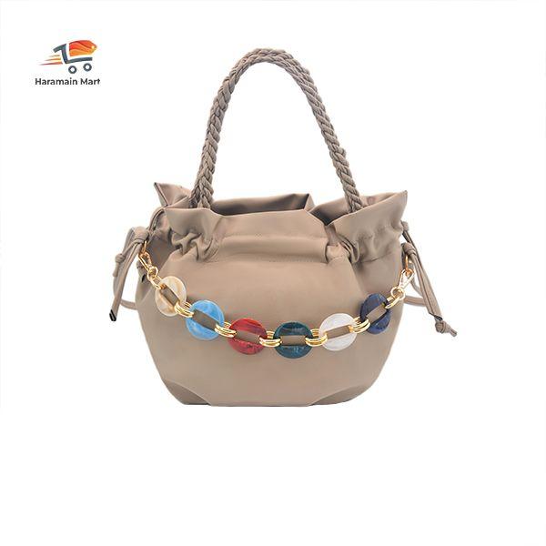 Front Bead line Hanging bag camel color