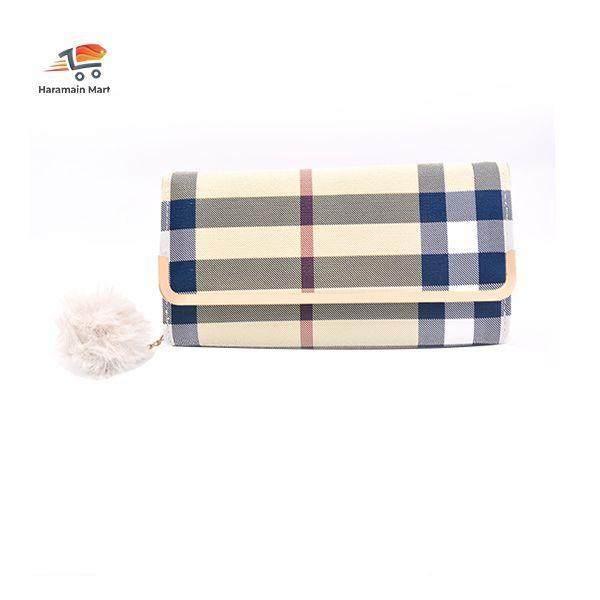 Wallet-Eco-Friendly Check Light Blue - Canvas Leather Wallet