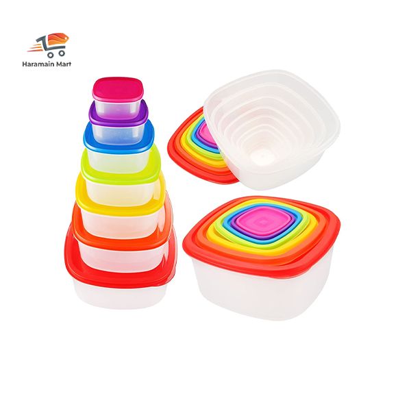 Pack Of 7 Rainbow Plastic Food Containers - Multi-Color