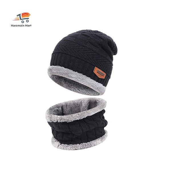 Winter Hat and Scarf Set, 2Pcs Warm Knit Beanie Cap and Scarf